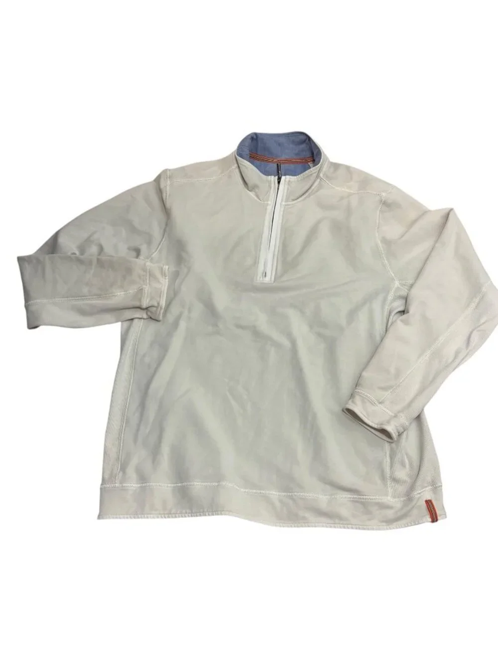 Tommy Bahama Mens 1/4 Zip Pullover Sweater Top Ivory Sz XL Preppy Casual Golf